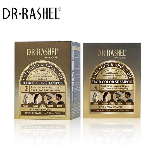 Dr Rashel 2in1 Collagen And Argan Oil Hair Color Shampoo (Dark brown)